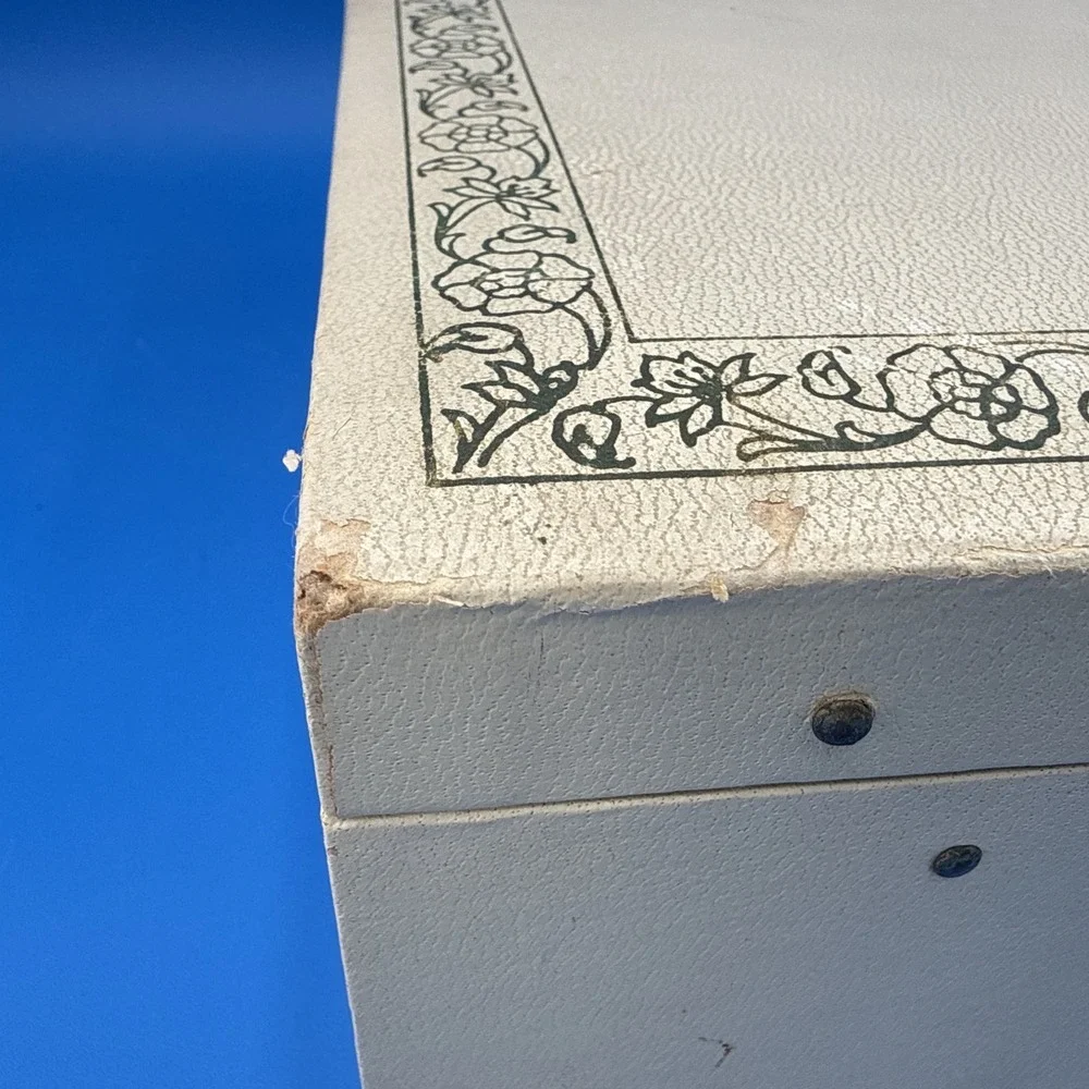 Vintage Jewelry Box Two Tier Cream with Red Velvet Lining